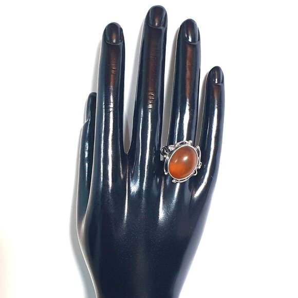 One of a Kind Antique Art Nouveau Baltic Amber Sterling Silver Floral Ring - Picture 13 of 14